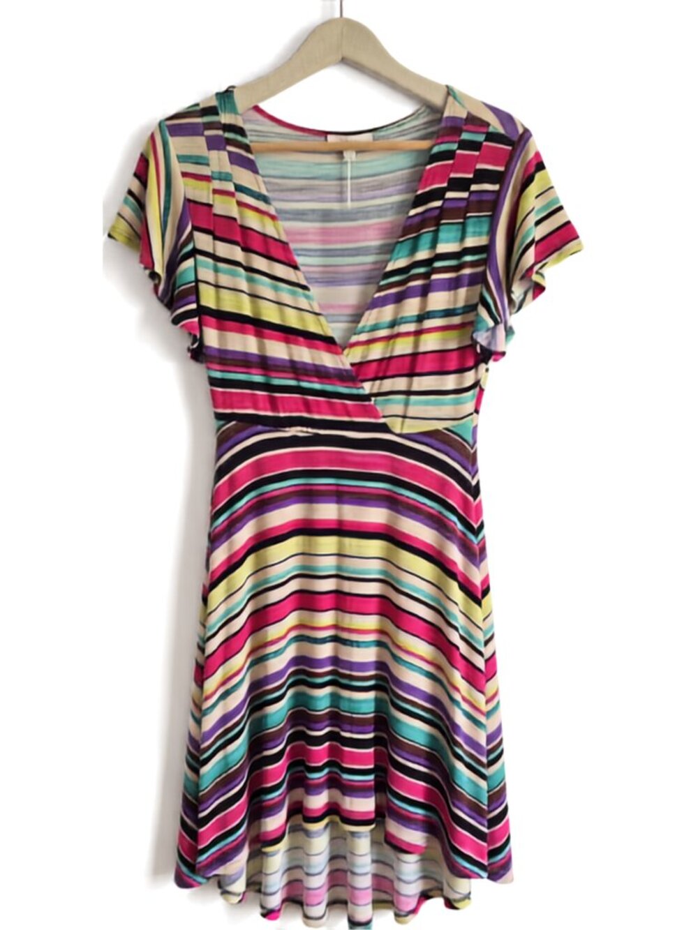 Cupio Stitch Fix Multicolor Stripe Faux Wrap High-Low Dress Size S/P